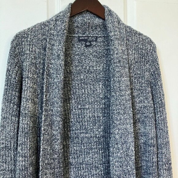 Barefoot Dreams Cozychic Lite Fuzzy Blue  Long Open Cardigan Womens Medium - Picture 2 of 7